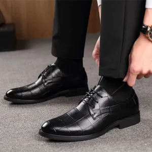 Black Casual Lace-Up Shoes: Korean Style, Breathable Design