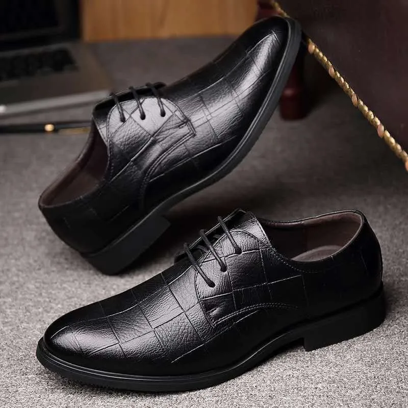 Black Casual Lace-Up Shoes: Korean Style, Breathable Design