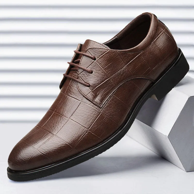 Black Casual Lace-Up Shoes: Korean Style, Breathable Design