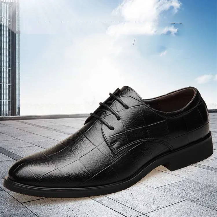 Black Casual Lace-Up Shoes: Korean Style, Breathable Design