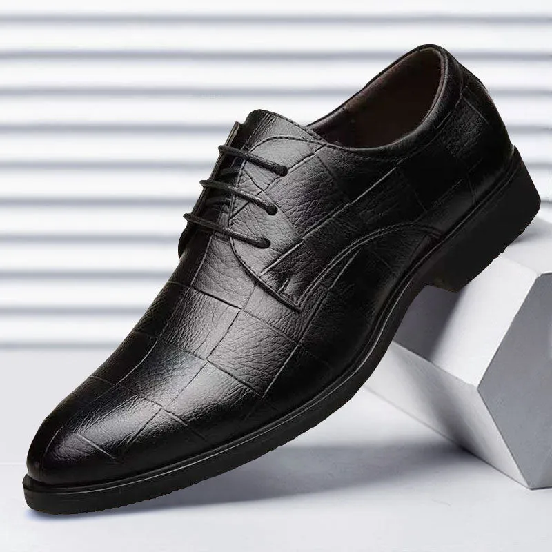 Black Casual Lace-Up Shoes: Korean Style, Breathable Design