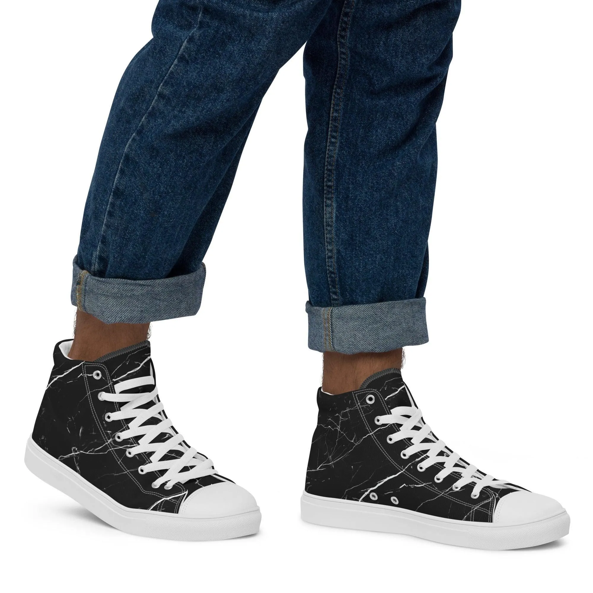 Black High Top Canvas Shoes Paint Splatter