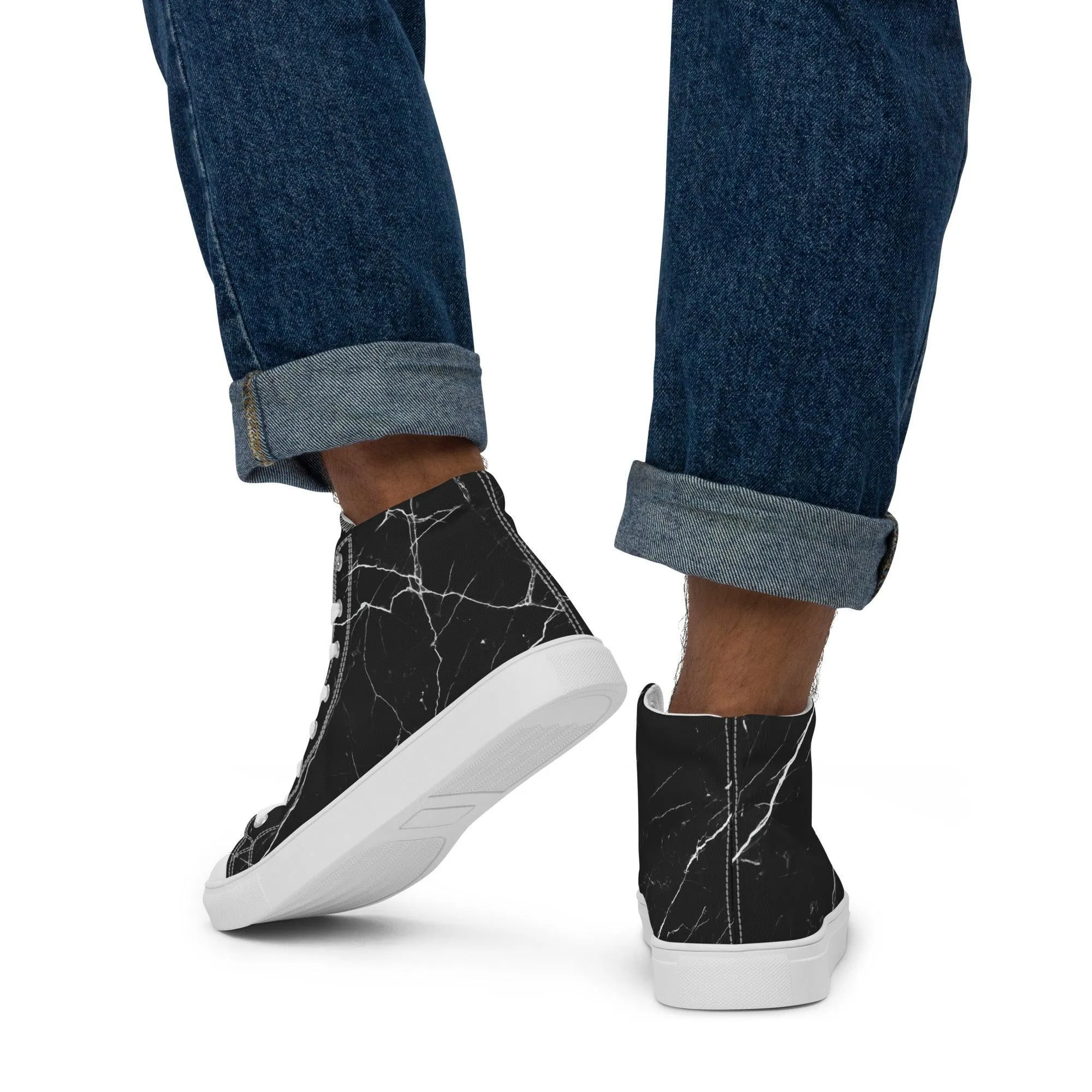 Black High Top Canvas Shoes Paint Splatter
