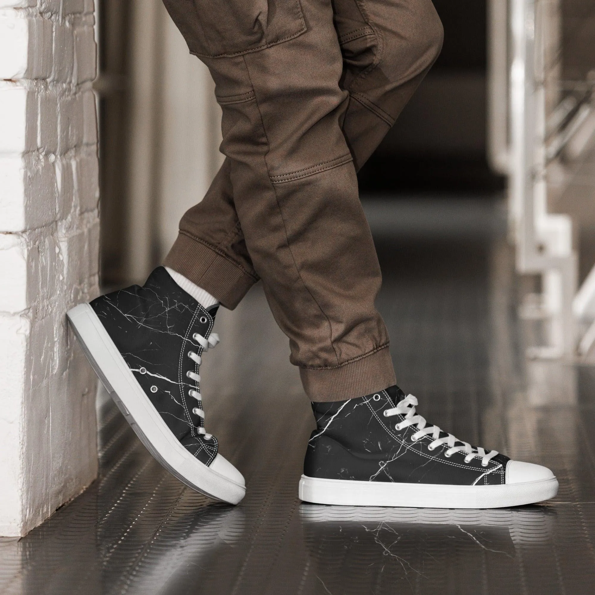 Black High Top Canvas Shoes Paint Splatter