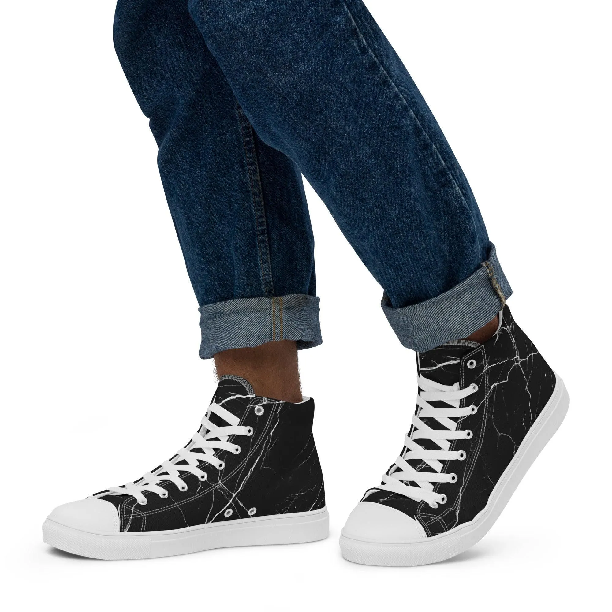 Black High Top Canvas Shoes Paint Splatter
