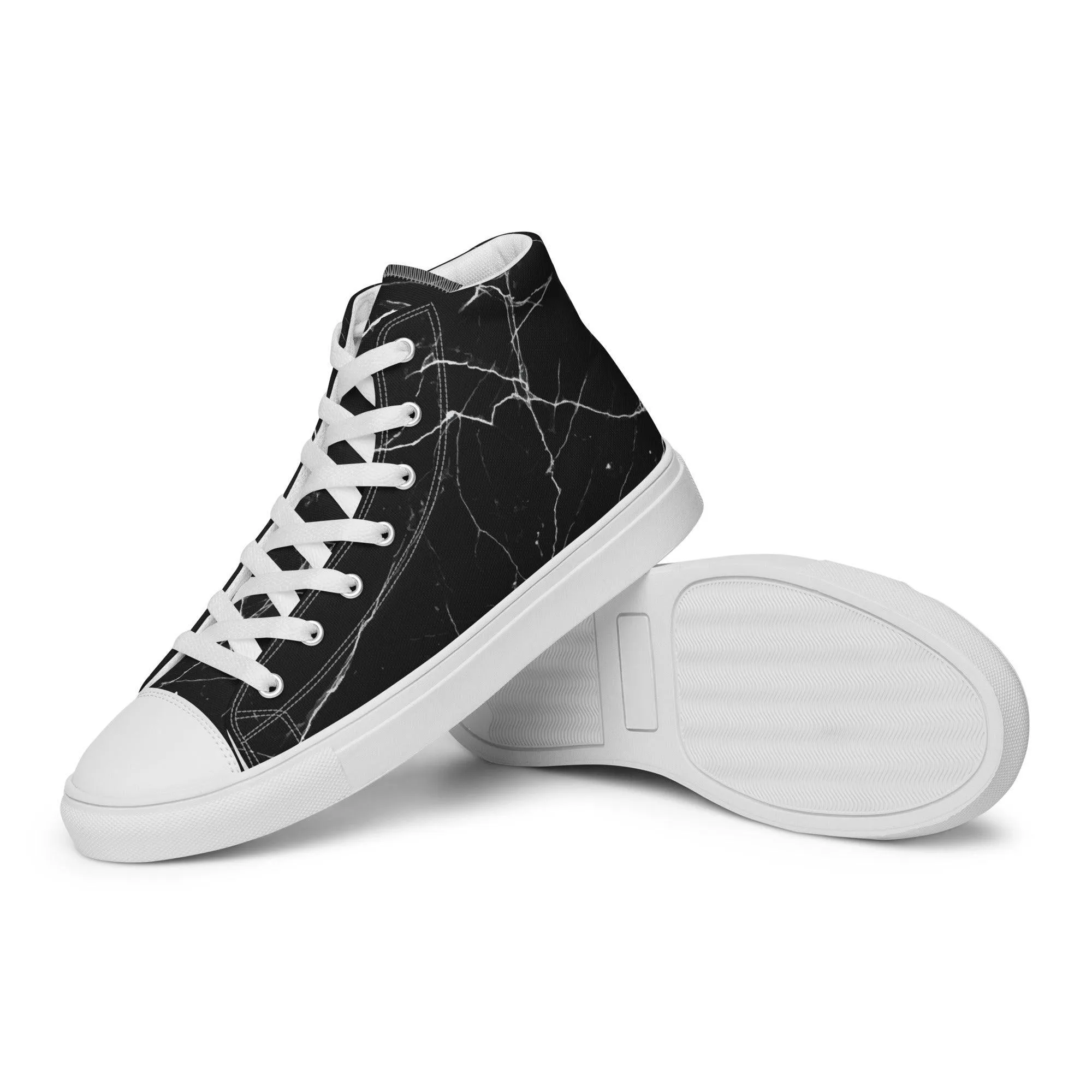 Black High Top Canvas Shoes Paint Splatter