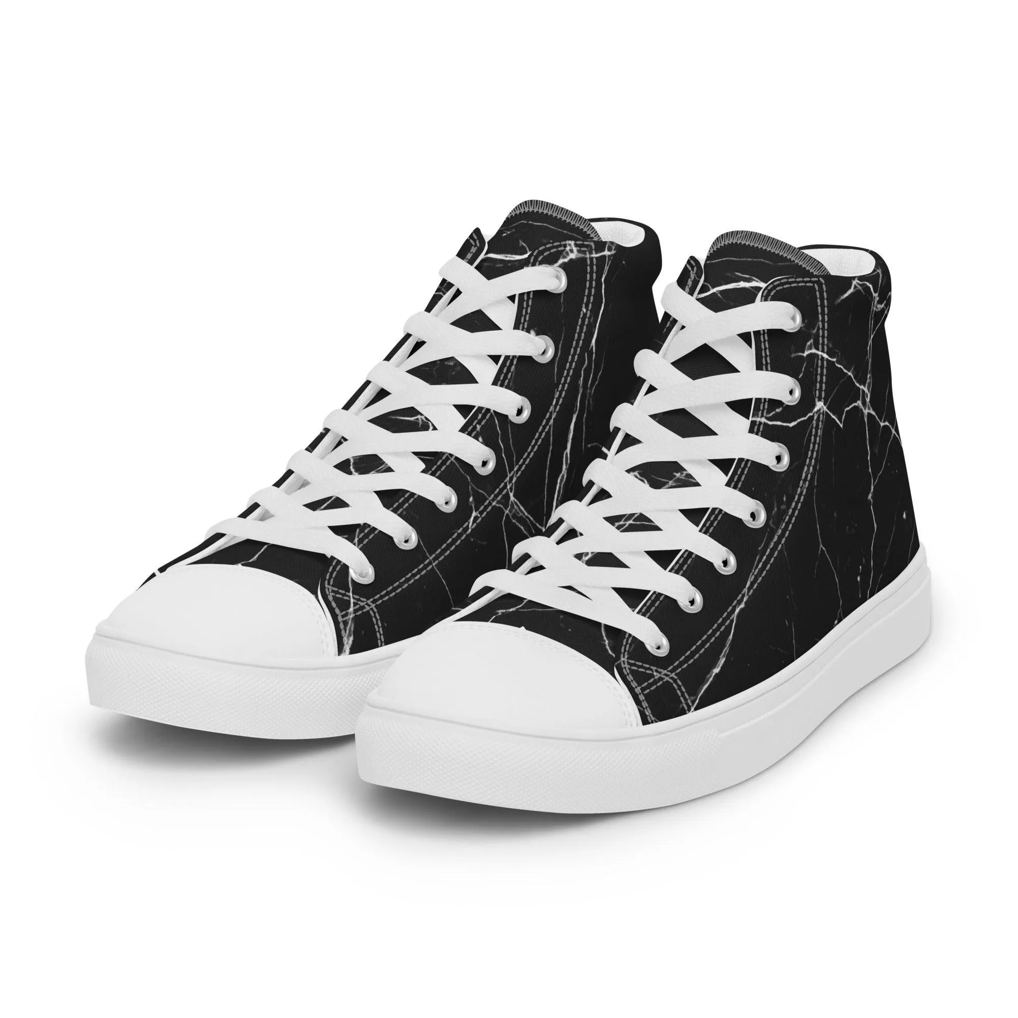Black High Top Canvas Shoes Paint Splatter