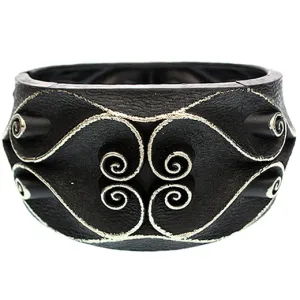 Black Swirl Textured Hinged Bracelet