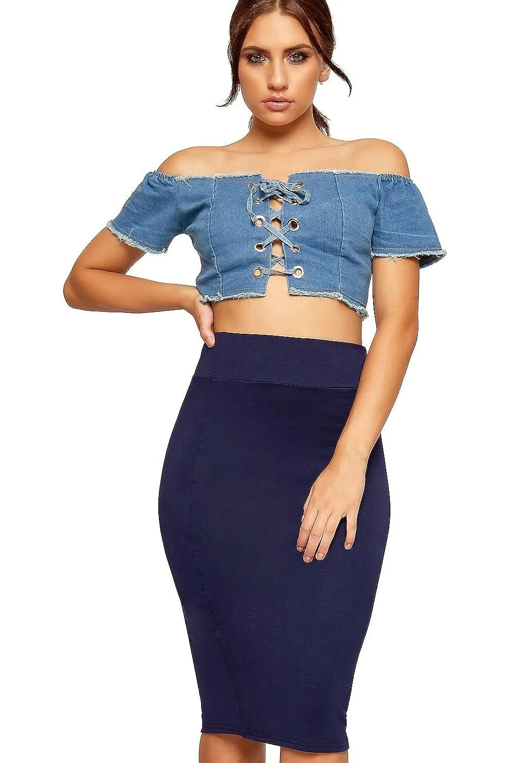 Bodycon Pencil High Waisted Midi Skirt