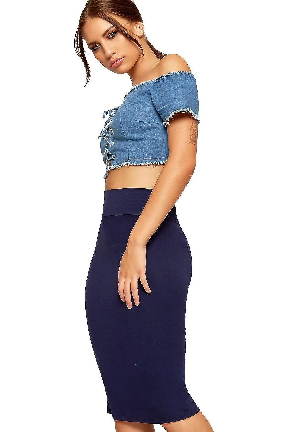 Bodycon Pencil High Waisted Midi Skirt