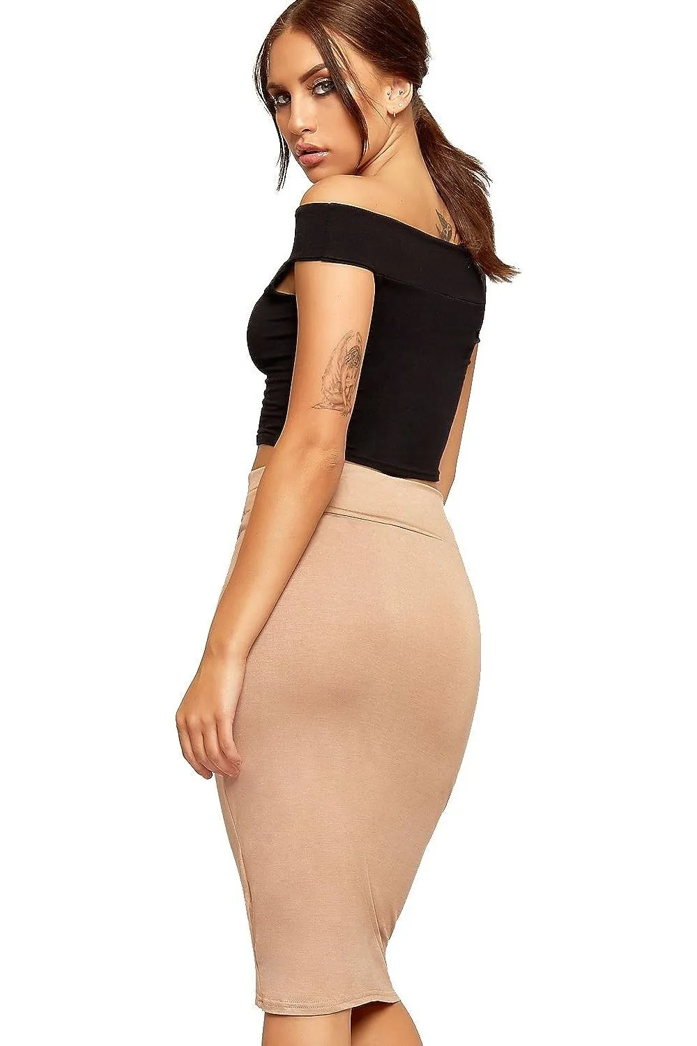 Bodycon Pencil High Waisted Midi Skirt