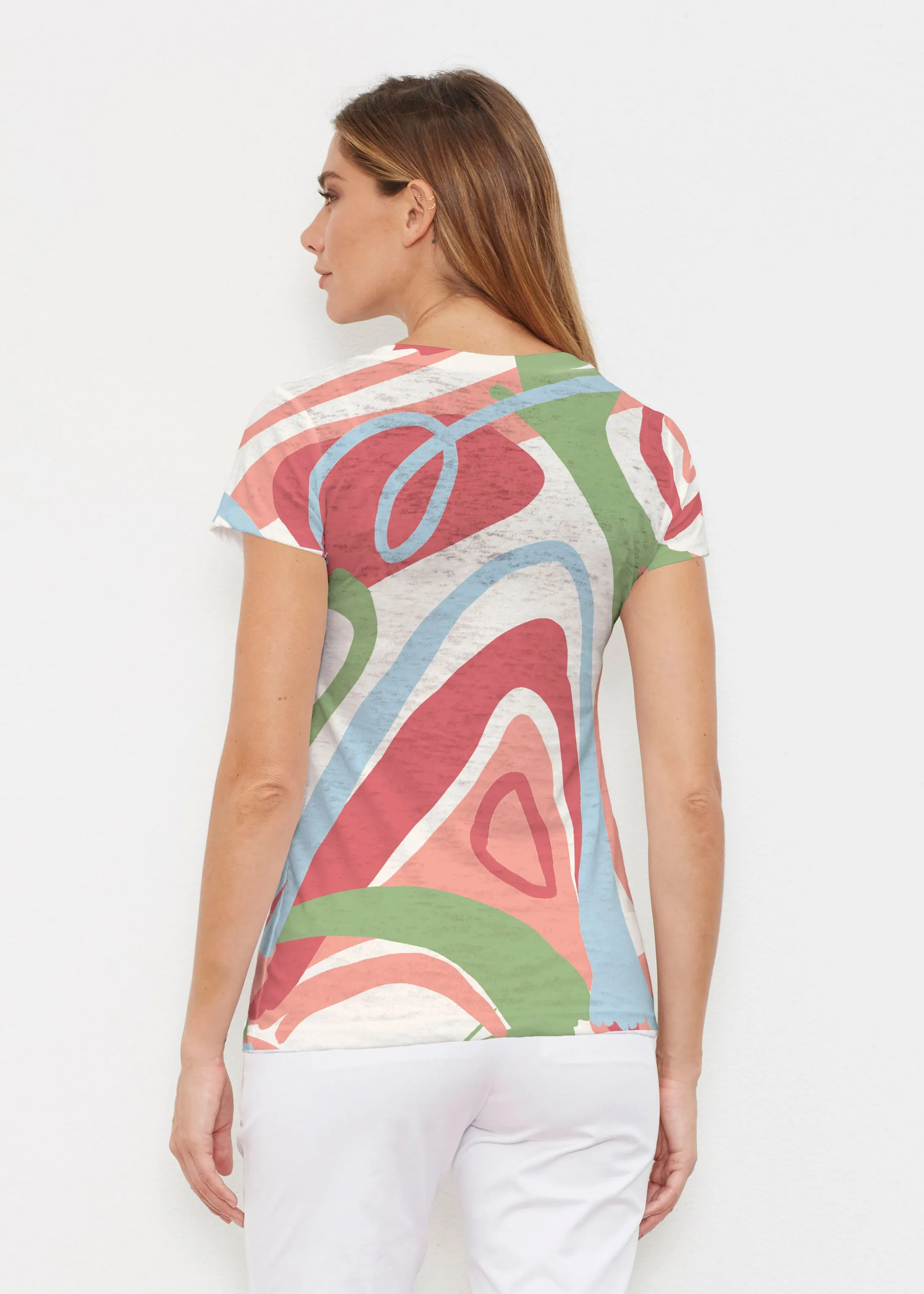 Boomerang (17292) ~ Signature Cap Sleeve V-Neck Shirt