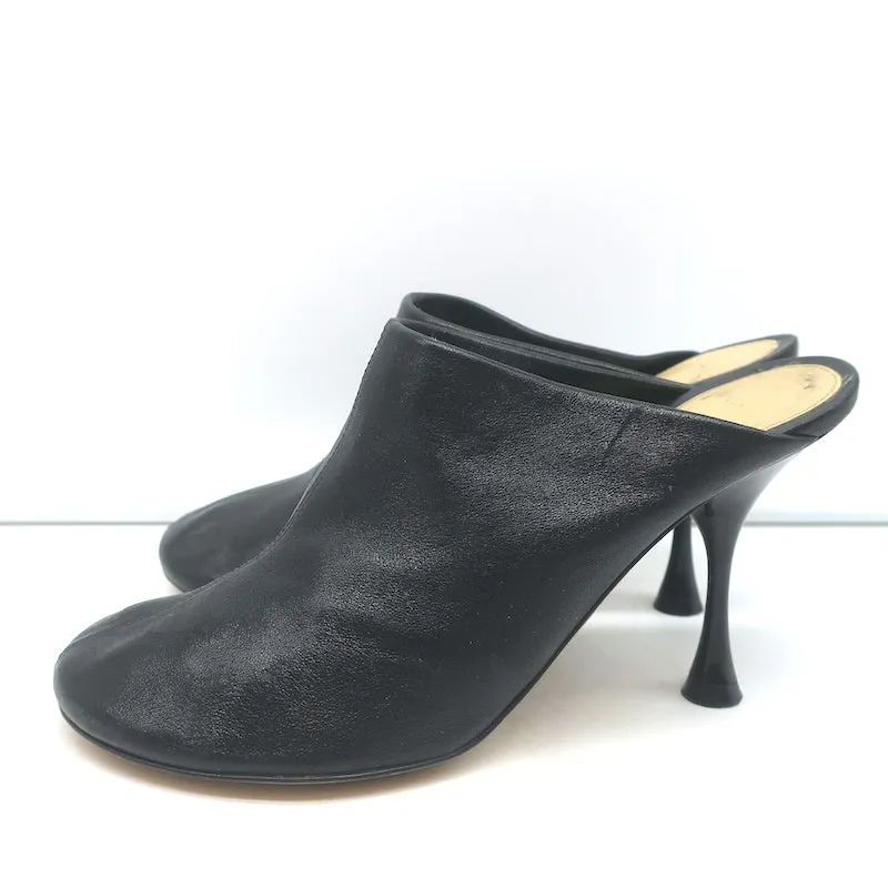 Bottega Veneta Dot Sock Mules Black Leather Size 36