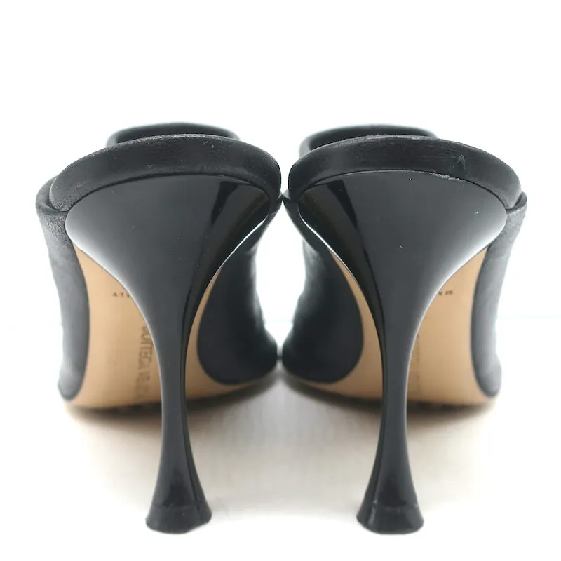 Bottega Veneta Dot Sock Mules Black Leather Size 36