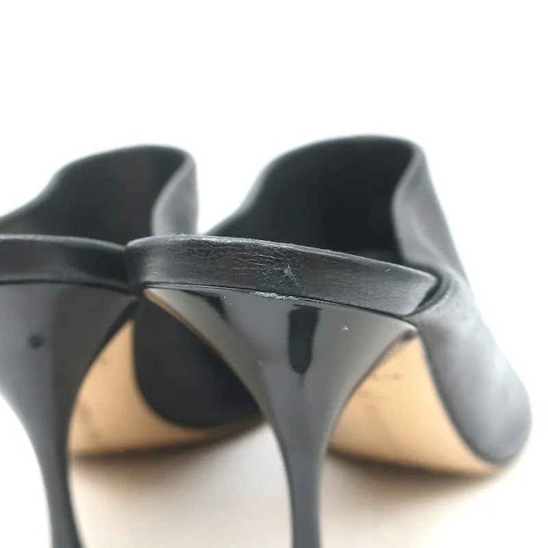 Bottega Veneta Dot Sock Mules Black Leather Size 36