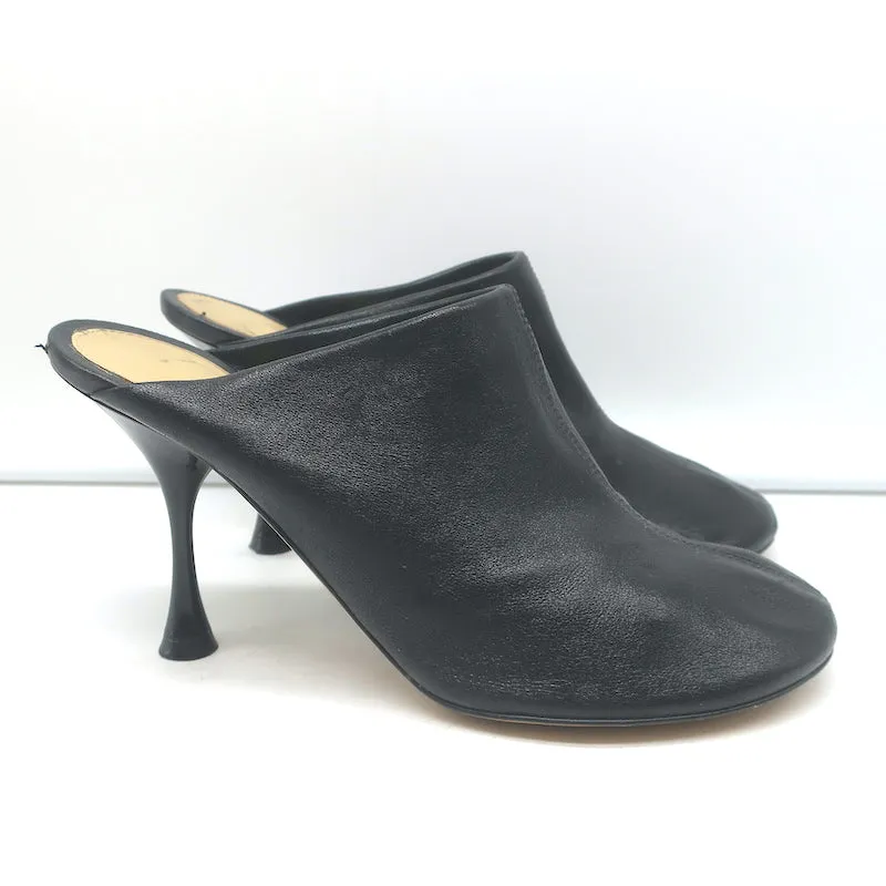 Bottega Veneta Dot Sock Mules Black Leather Size 36