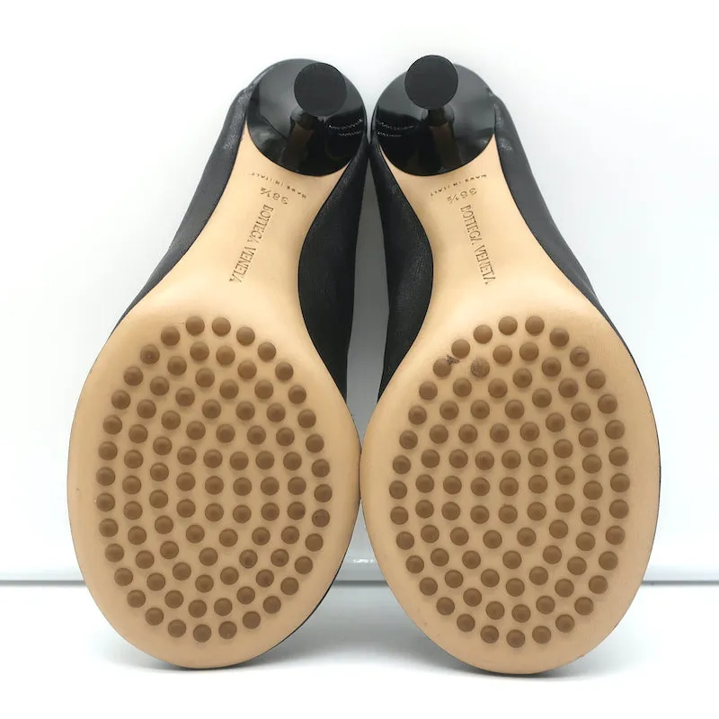 Bottega Veneta Dot Sock Mules Black Leather Size 38.5