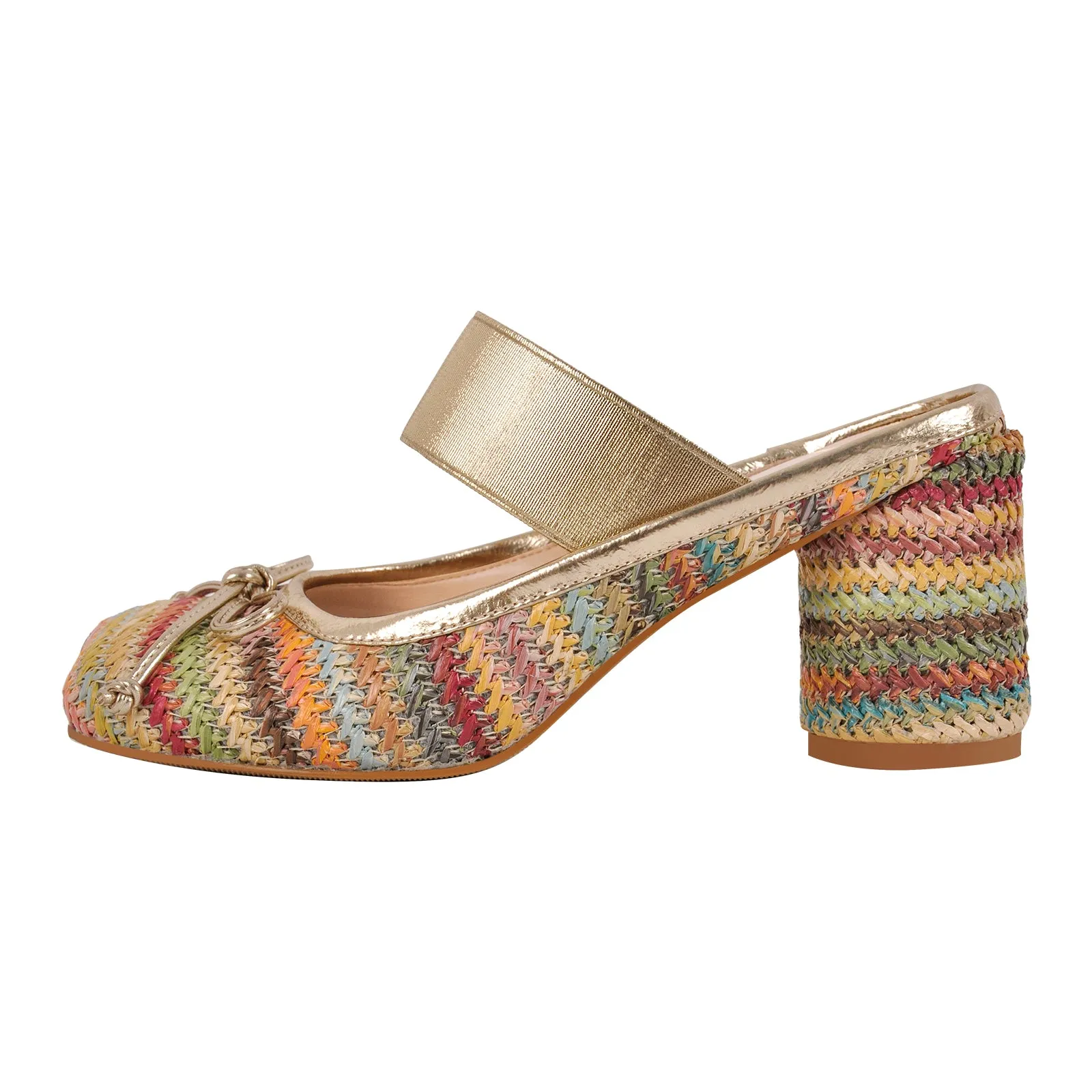 Bow Square Toe Chunky Heel Mule Pumps