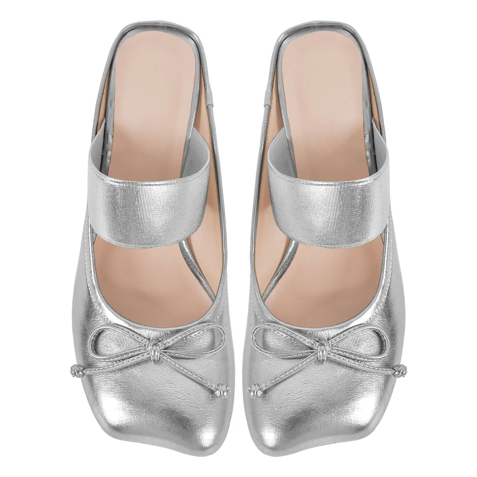Bow Square Toe Chunky Heel Mule Pumps