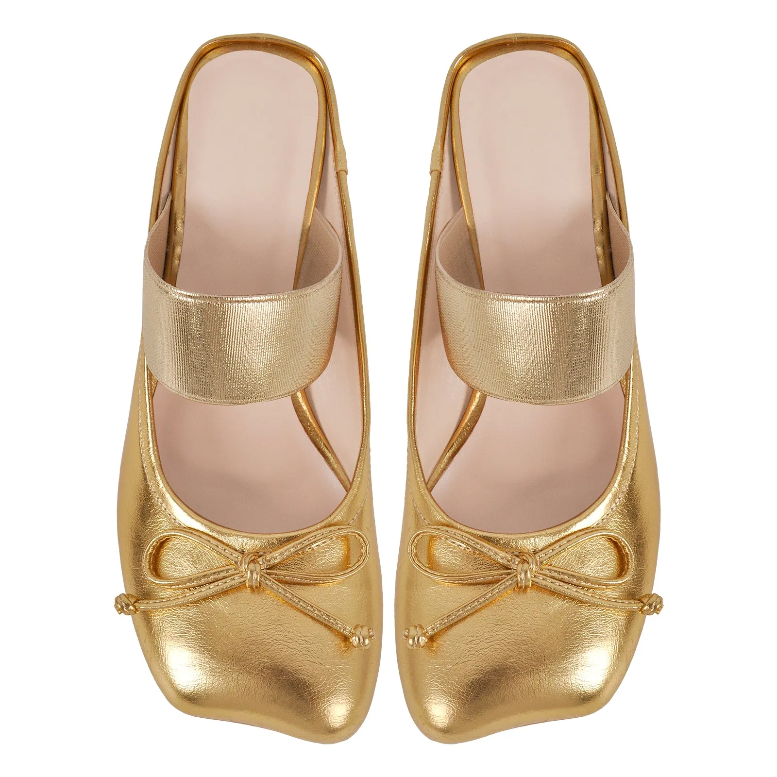 Bow Square Toe Chunky Heel Mule Pumps