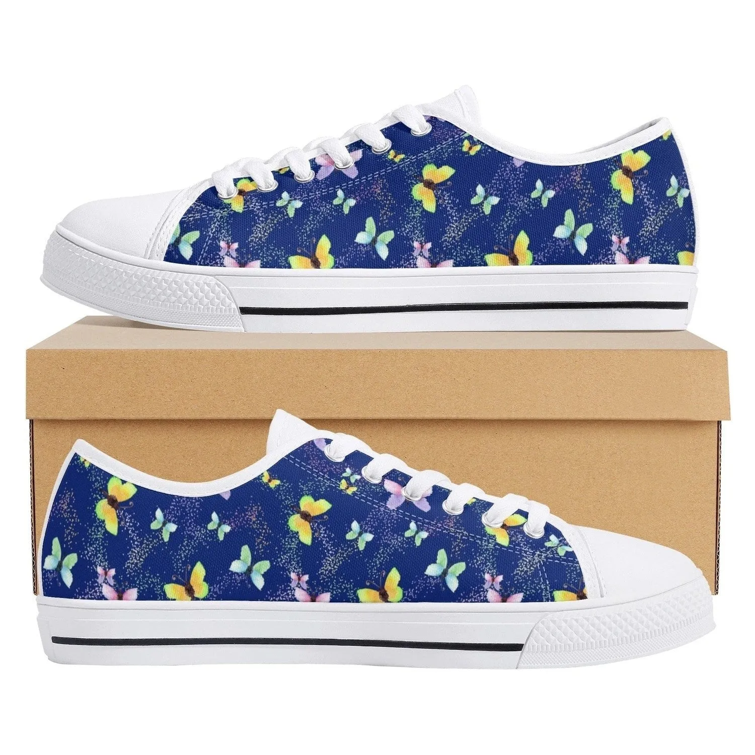 Butterflies Womens Low Top Canvas Shoes