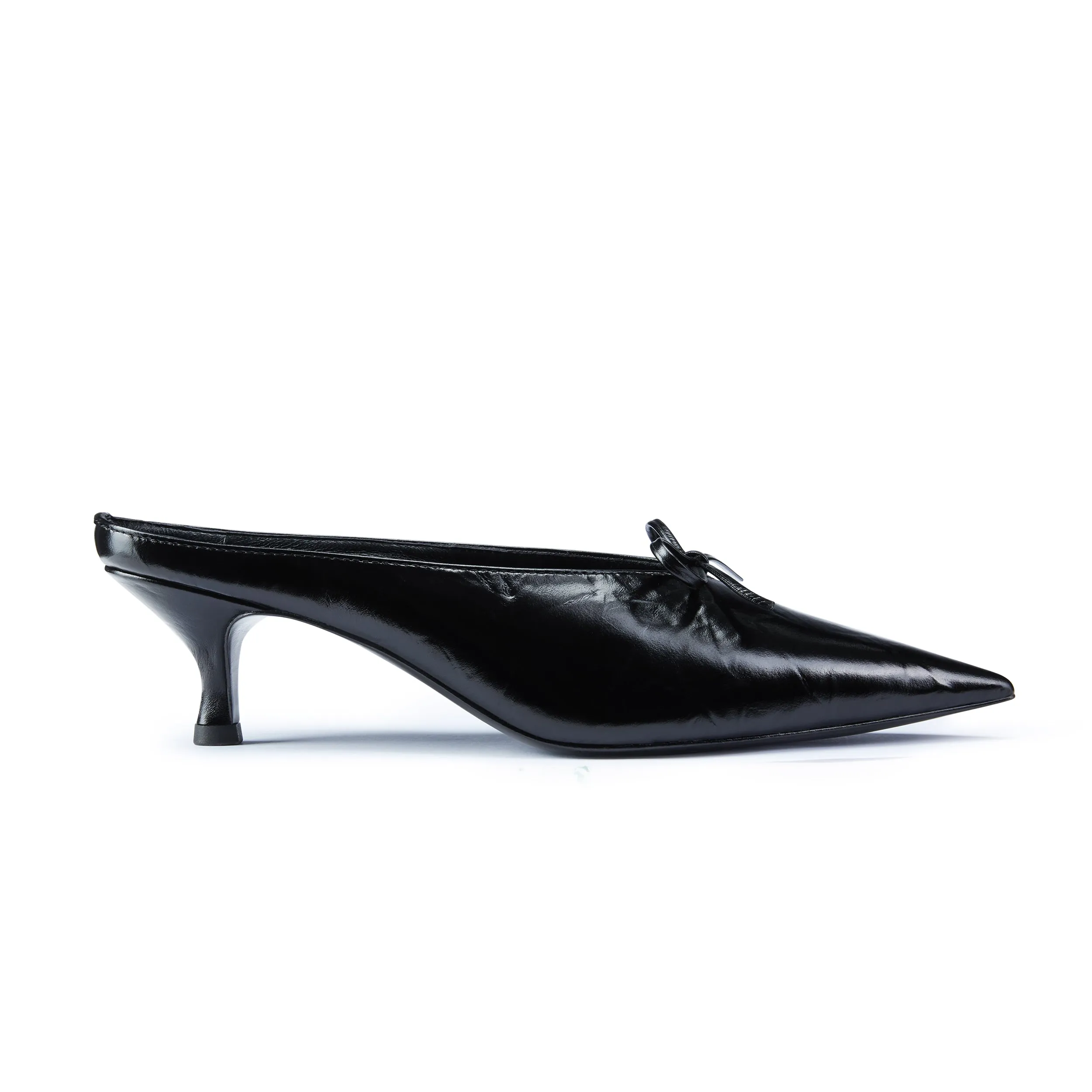 Camille Black Kitten Heeled Mule