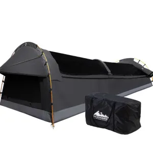 Camping Swags King Single Swag Canvas Tent Deluxe Dark Grey Large
