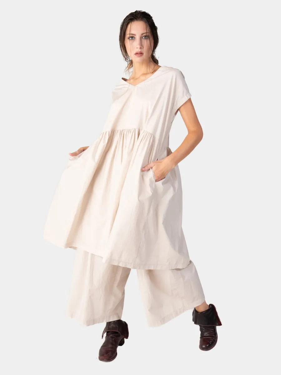 Cap Sleeve Organic Cotton V-Neck Dress