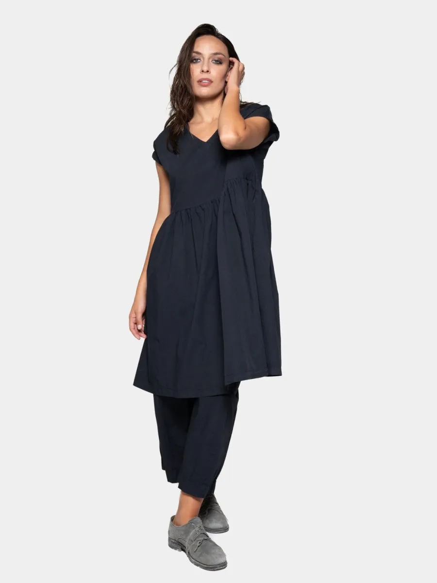 Cap Sleeve Organic Cotton V-Neck Dress