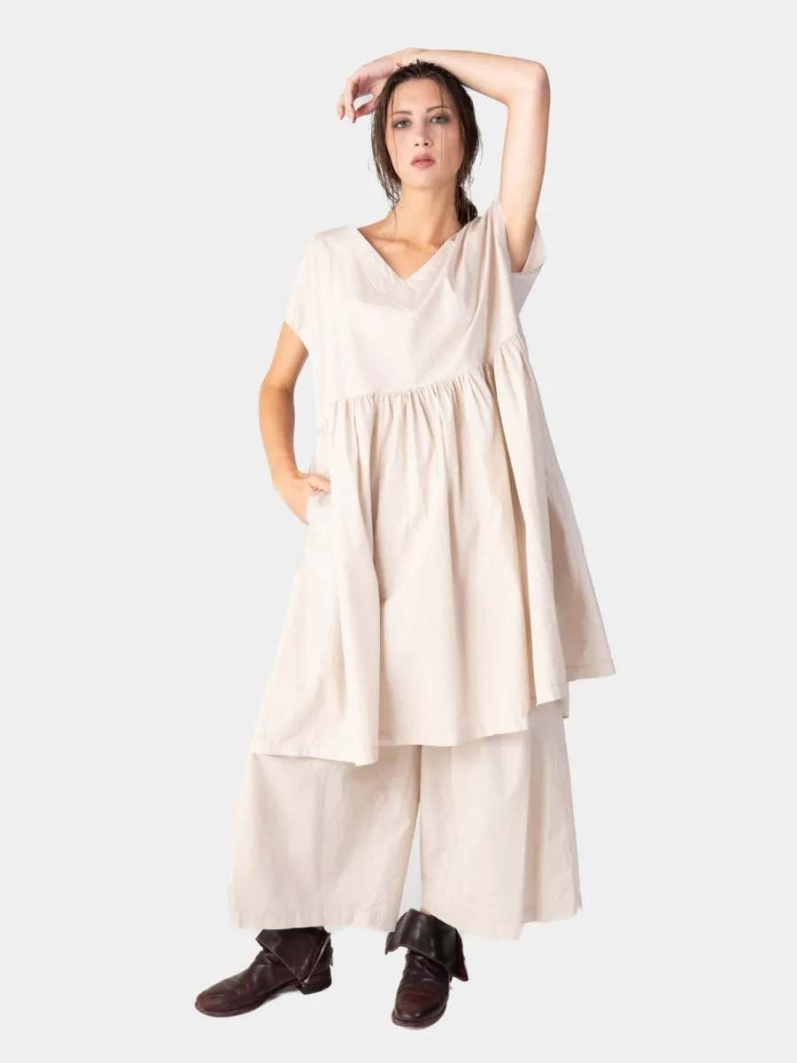 Cap Sleeve Organic Cotton V-Neck Dress