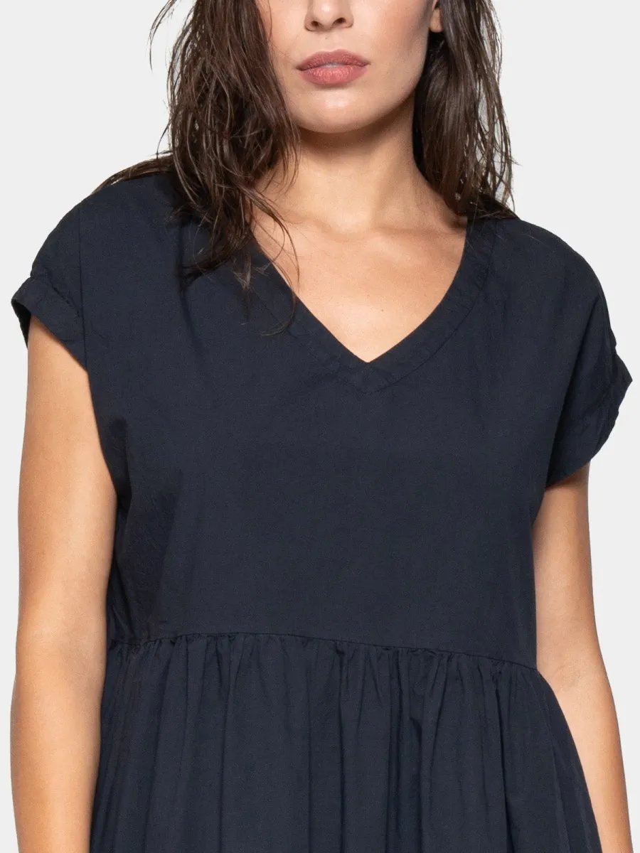 Cap Sleeve Organic Cotton V-Neck Dress