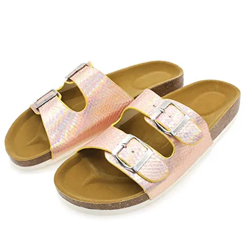 Casual Cork Slide Platform Sandals  (Lasergold Glitter)