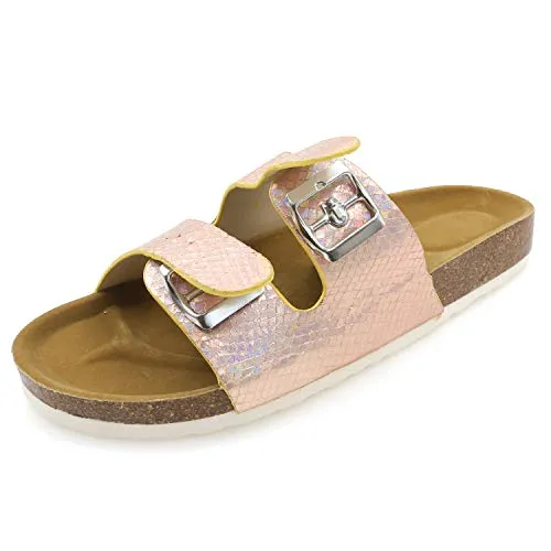 Casual Cork Slide Platform Sandals  (Lasergold Glitter)