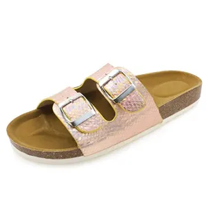 Casual Cork Slide Platform Sandals  (Lasergold Glitter)