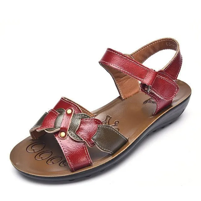 Casual Genuine Leather Sandals Women Wedge Sandals