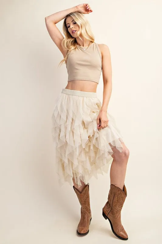 Champagne Dreams Tulle Midi Skirt