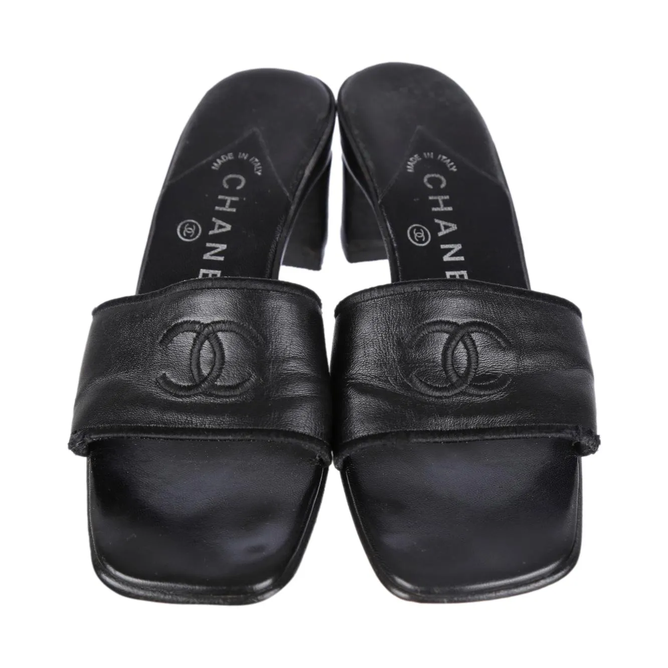 Chanel Black Logo Mules