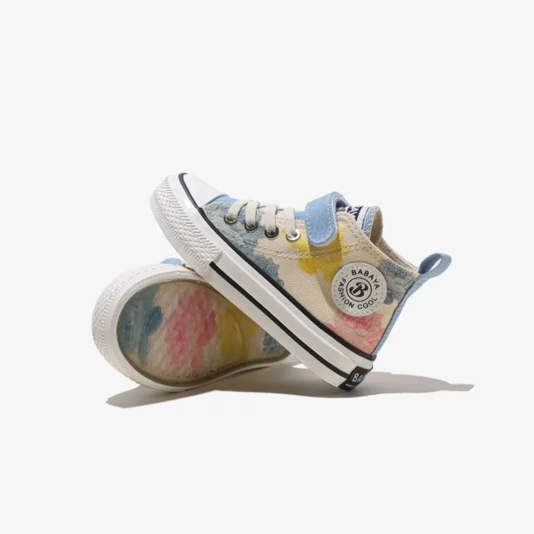 Children's High Canvas Casual Breathable Sneakers - Blue