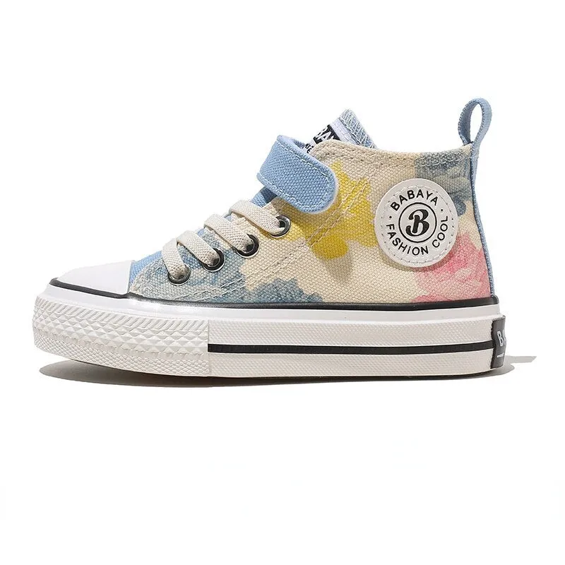 Children's High Canvas Casual Breathable Sneakers - Blue
