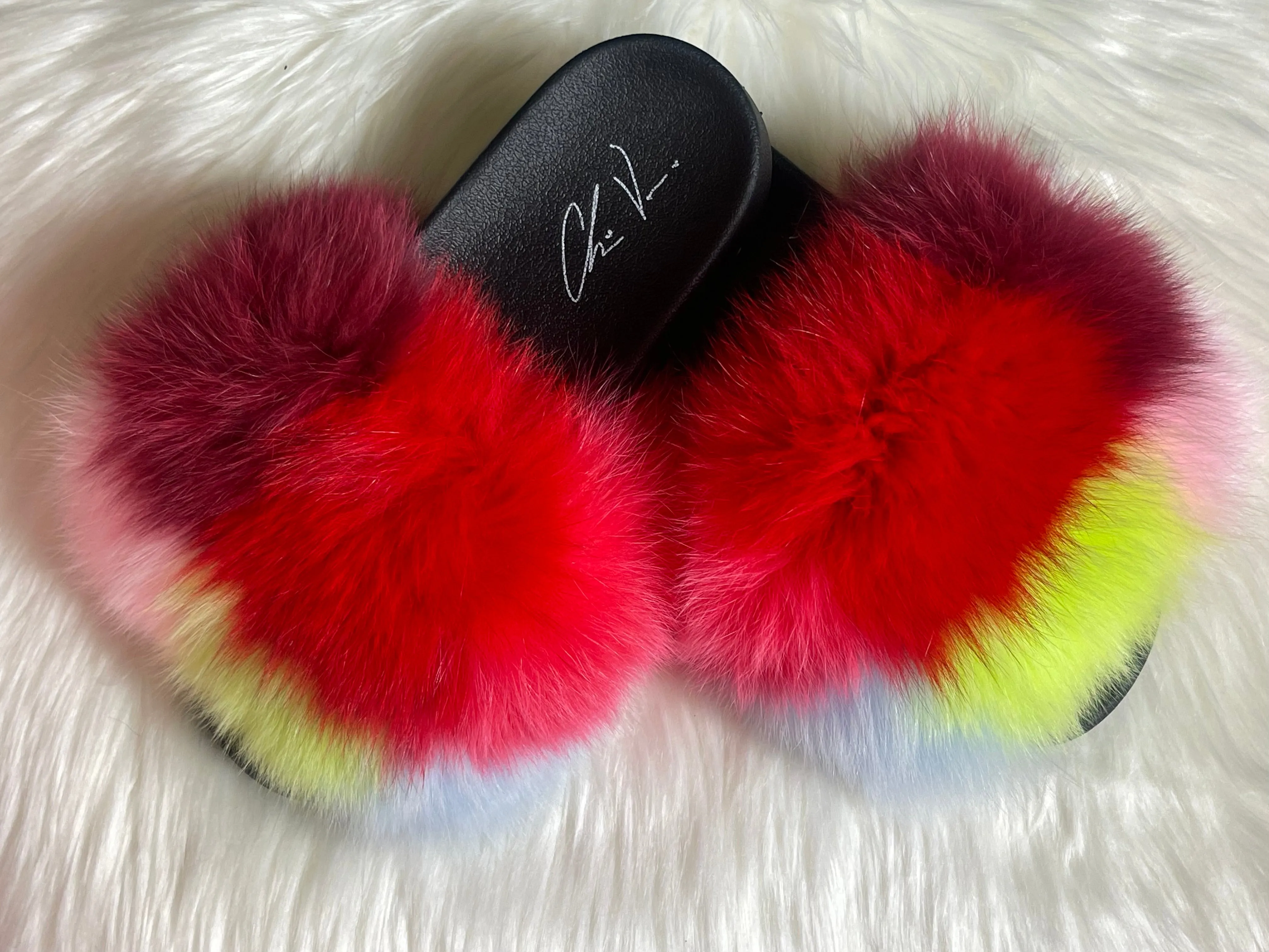 ChrissVonne Vibrant Dream Fur Slides