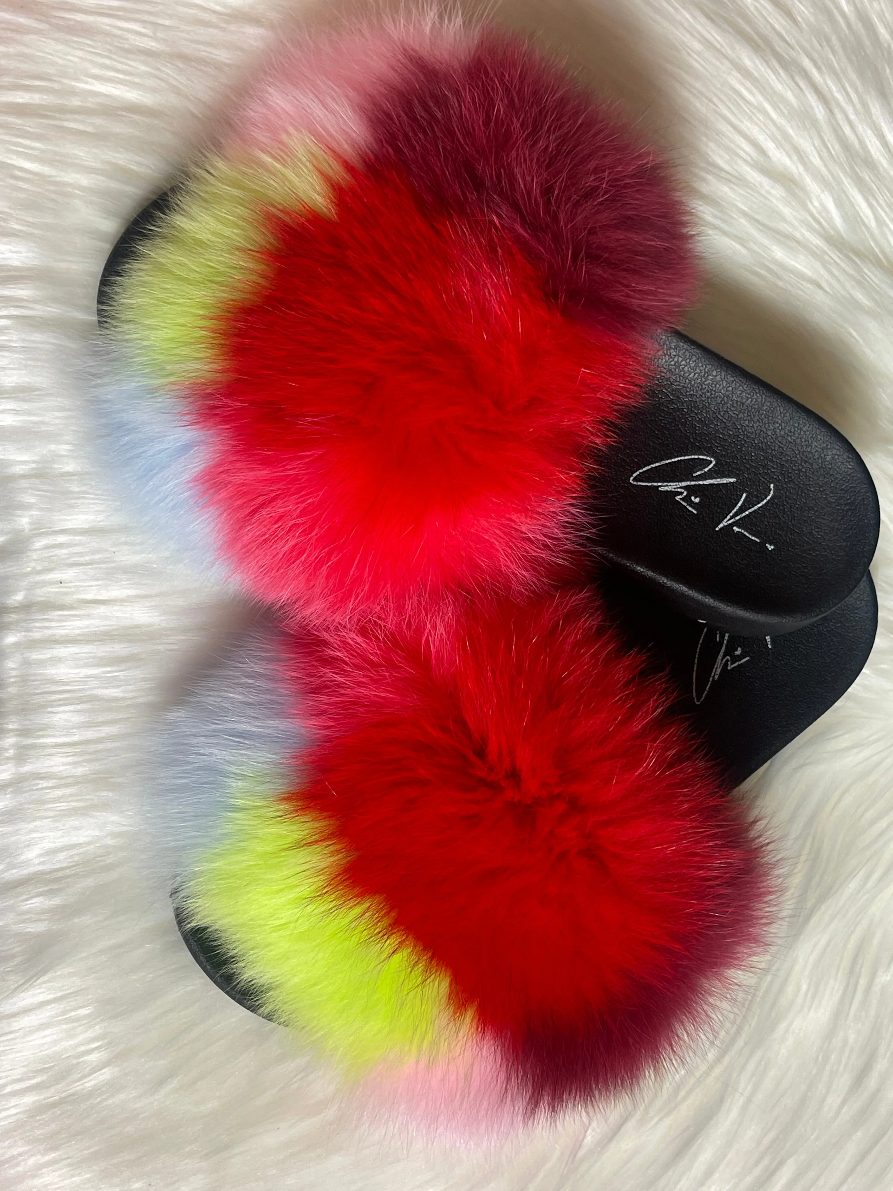 ChrissVonne Vibrant Dream Fur Slides
