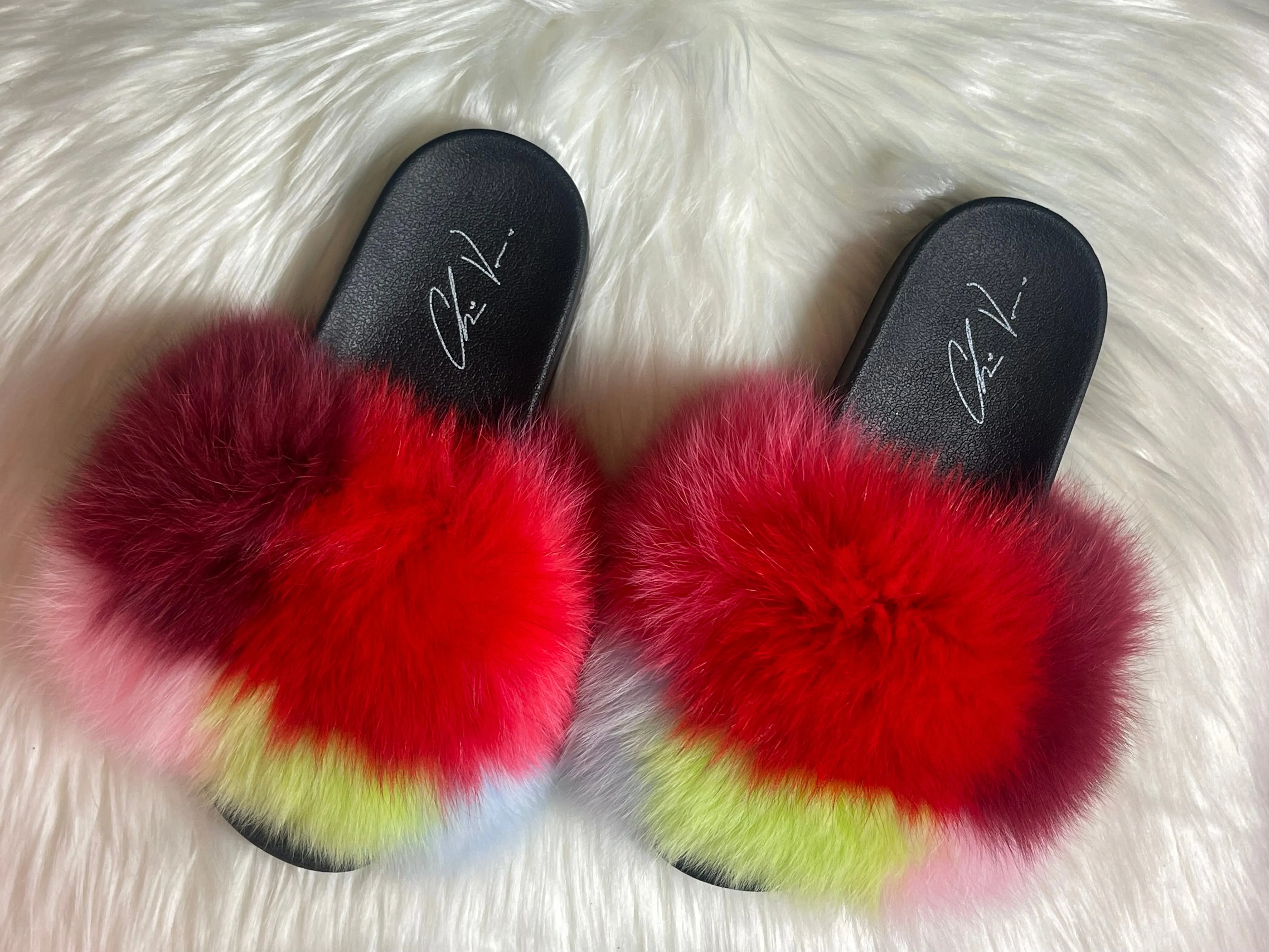ChrissVonne Vibrant Dream Fur Slides