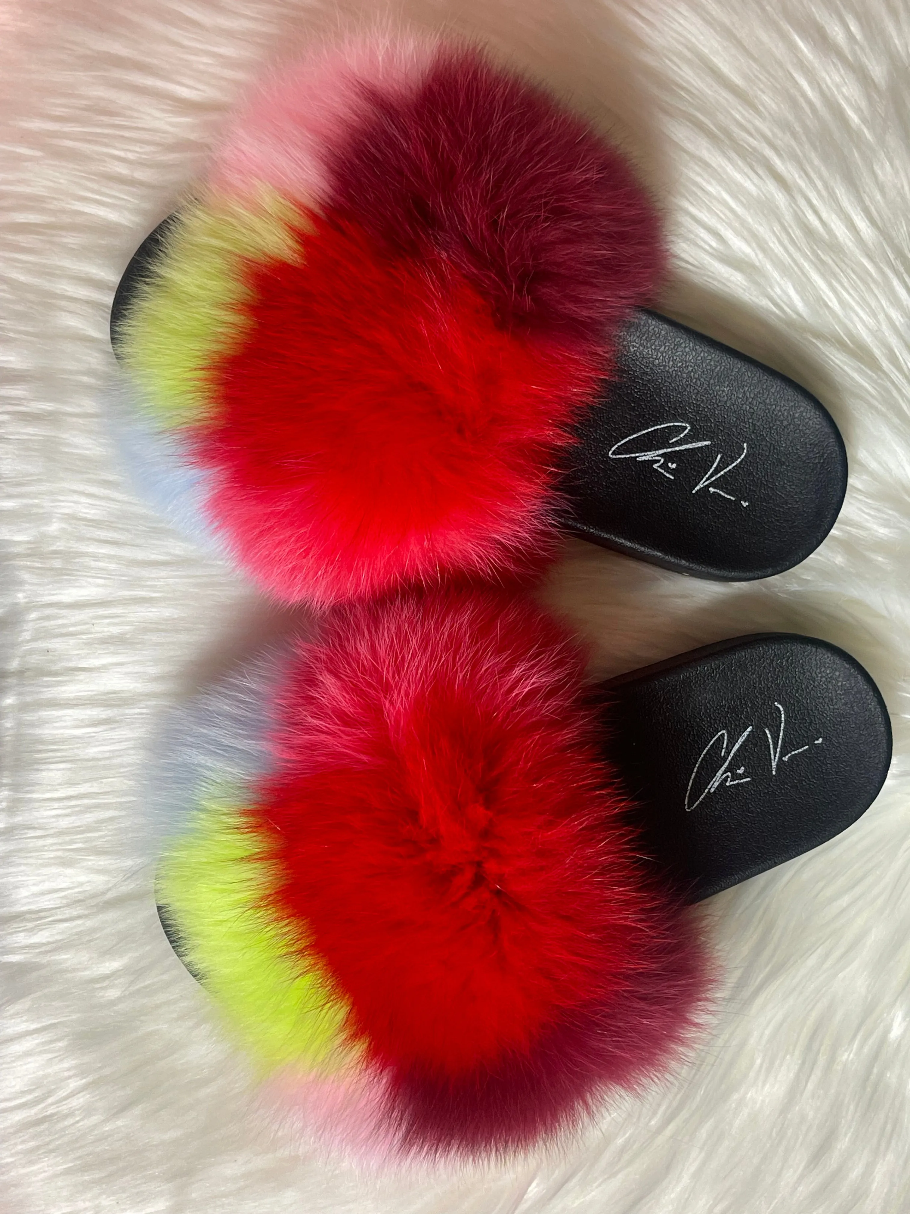 ChrissVonne Vibrant Dream Fur Slides