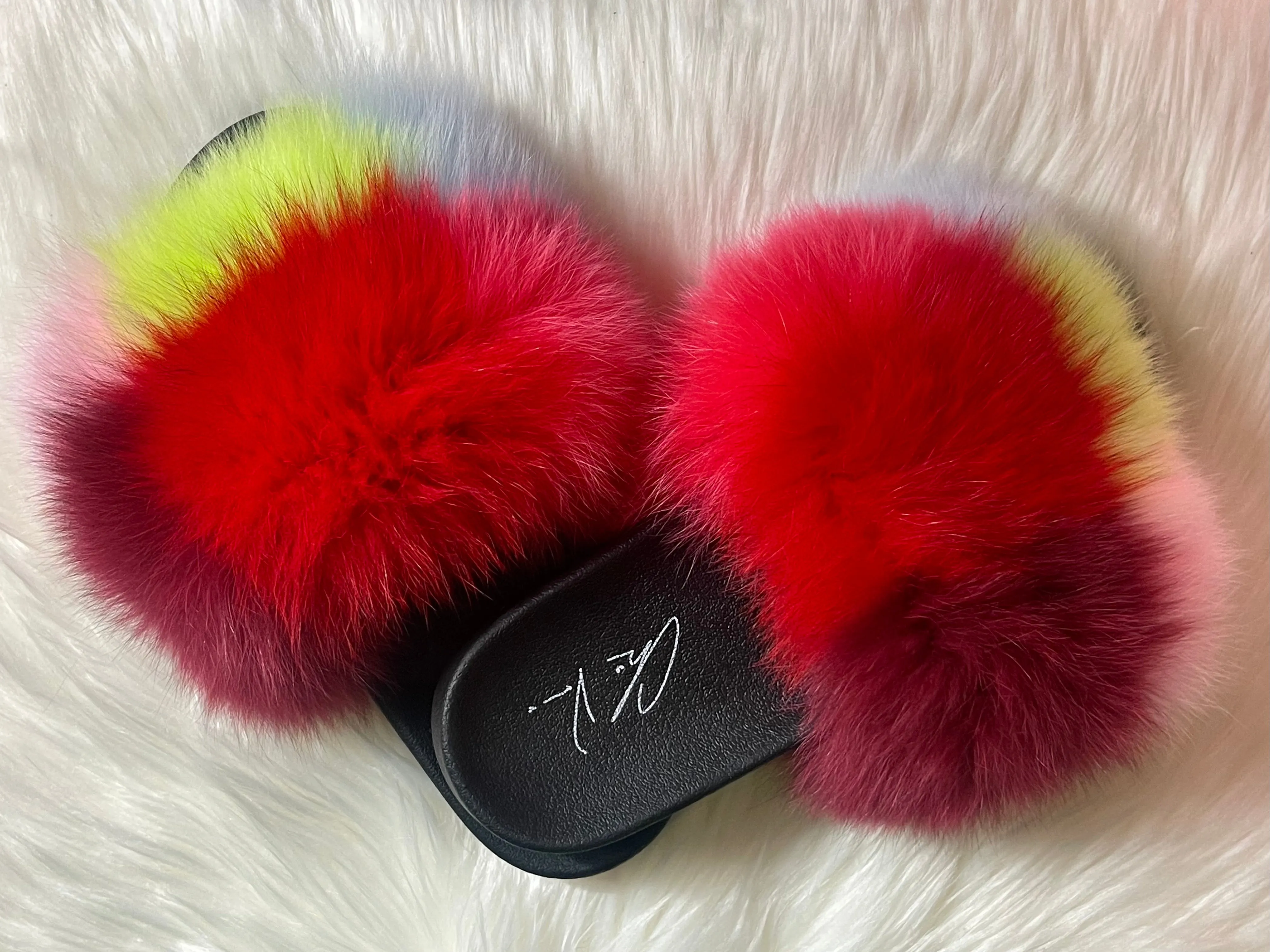 ChrissVonne Vibrant Dream Fur Slides