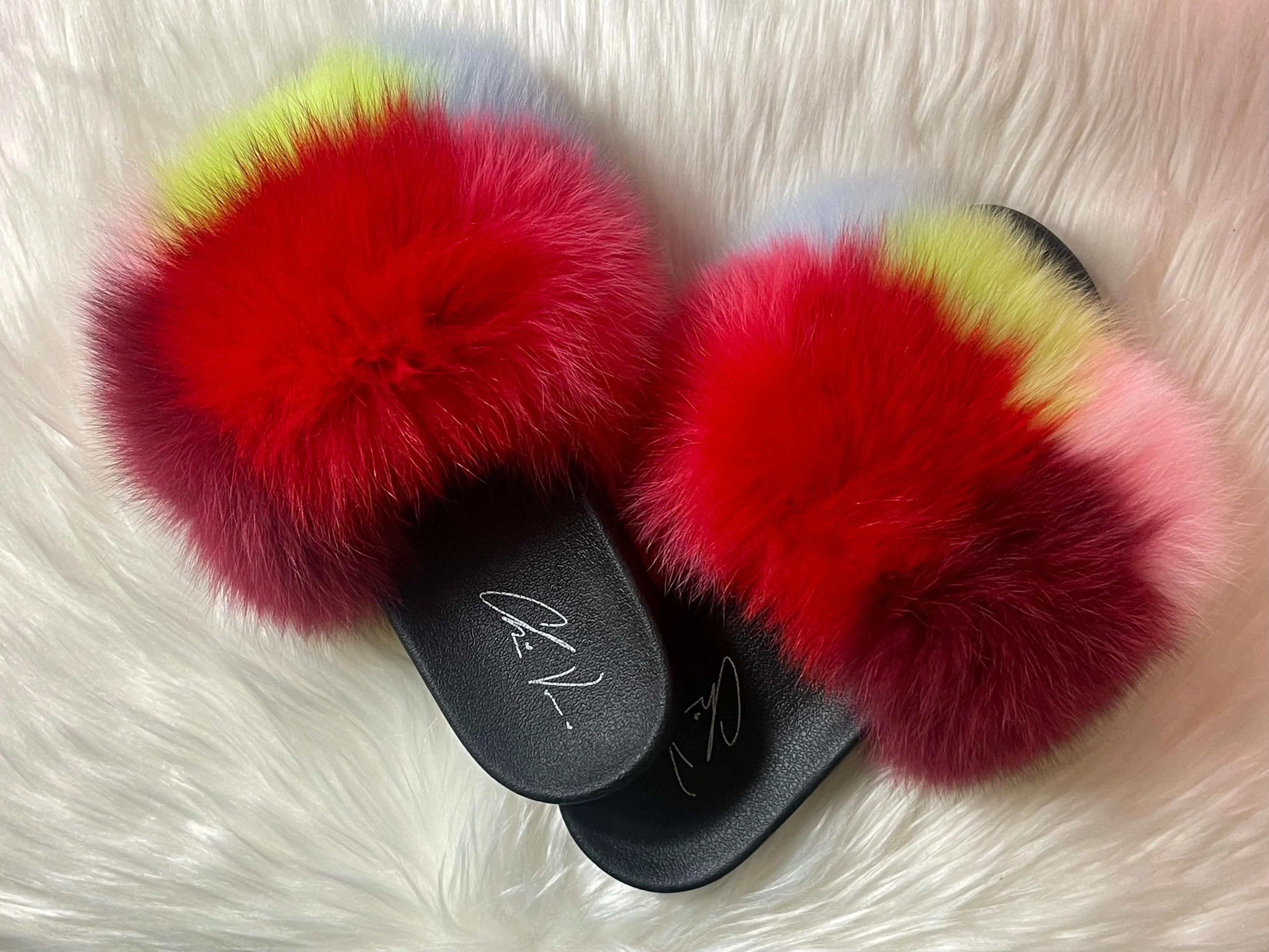 ChrissVonne Vibrant Dream Fur Slides