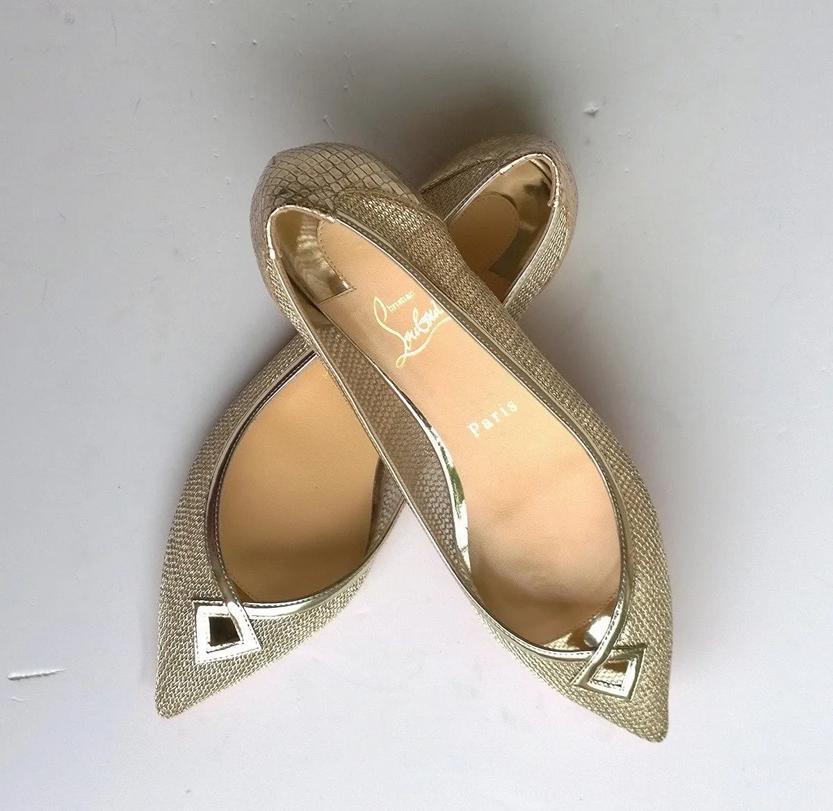 Christian Louboutin Neoflat Dentelle Resille Gold Mesh