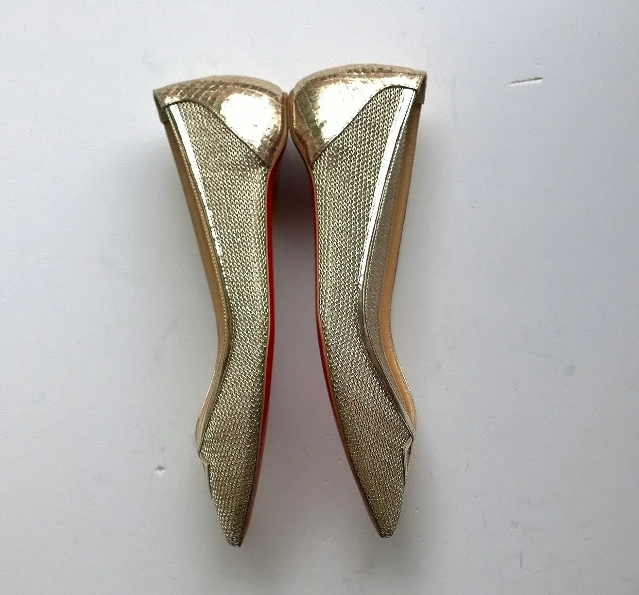 Christian Louboutin Neoflat Dentelle Resille Gold Mesh
