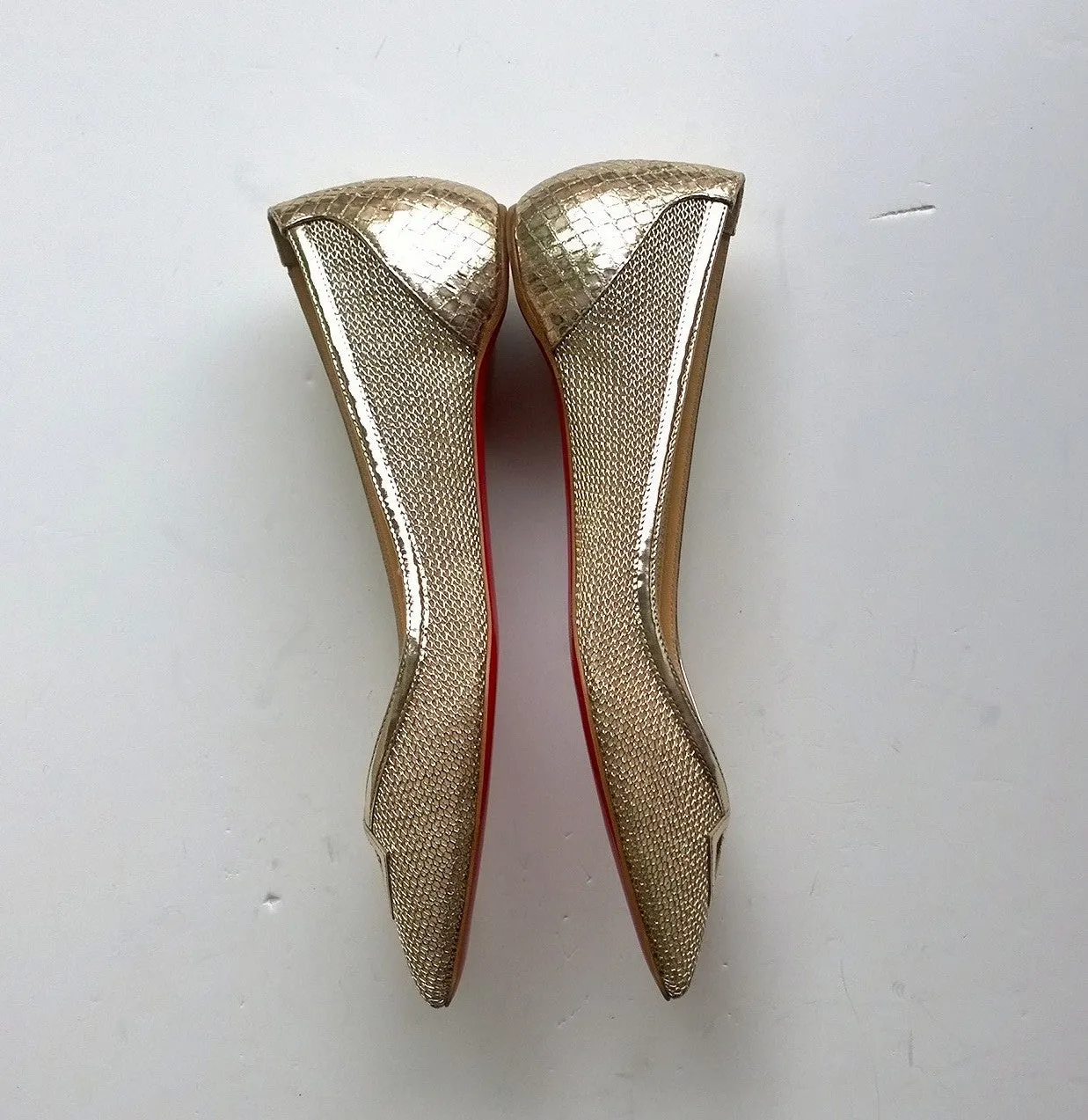 Christian Louboutin Neoflat Dentelle Resille Gold Mesh