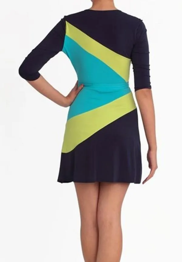 Clara Color Block Faux Wrap Dress