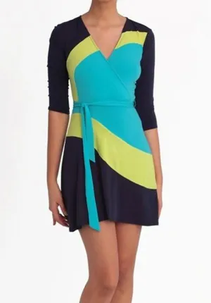 Clara Color Block Faux Wrap Dress
